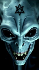 Naklejka premium Alien portrait. Wallpaper. Created with Generative AI technology