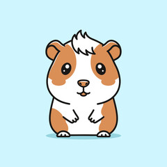 Cute cartoon guinea pig illustration on light blue background.