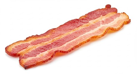 Crispy Fried Bacon Strips on a White Background.