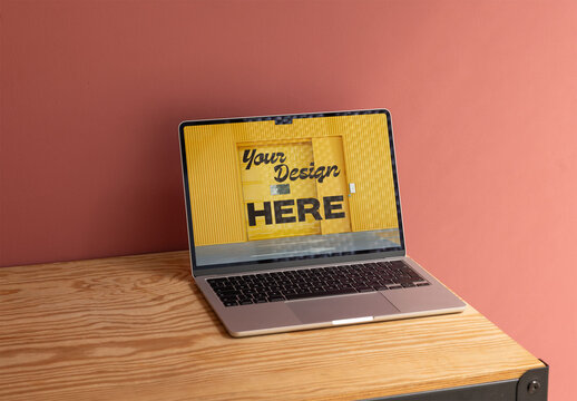 Laptop Mockup on a Wooden Desk