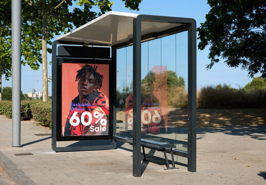 Modern Bus Stop Shelter in Barcelona