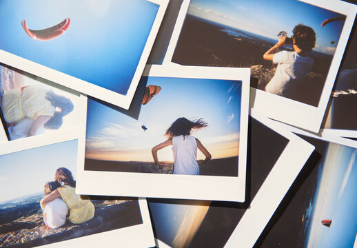 Mockup for scattered polaroids
