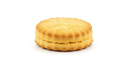 Golden Brown Biscuit Isolated on White Background.