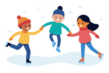 Naklejka premium children playing with snow