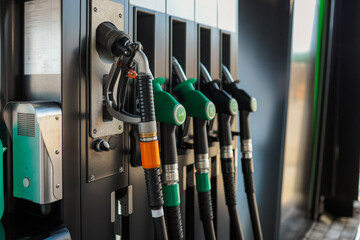 Gasoline pumps at a gas station