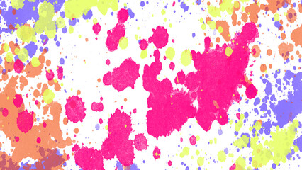 Watercolor splashes. Pink yellow blue watercolor paint splashes background PNG with transparent texture, abstract artistic ink stains pattern for web, print, posters, packaging, creative design
