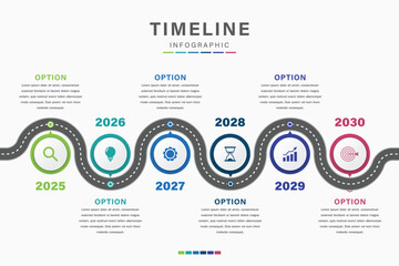 Timeline Roadmap Infographic with Yearly Milestones and Icons