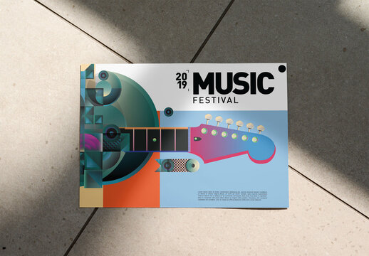 Blank A3 Poster Mockup on a Light Floor