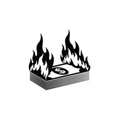 Burning money depicts financial loss and economic crisis, symbolizing wasted investment and the risk of inflation or market crash