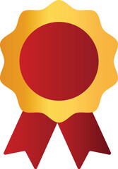 Blank Gold and Red Gradient Award Ribbon Rosette