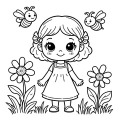Fototapeta premium little girl with flowers