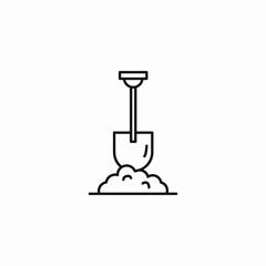 shovel in dirt icon sign vector