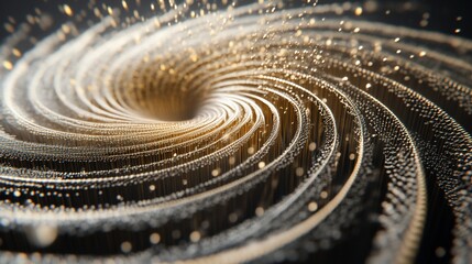 Golden swirl vortex, abstract energy, dark background, tech design