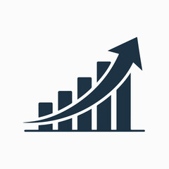  Navy Blue Bar Chart with Upward Growth Arrow