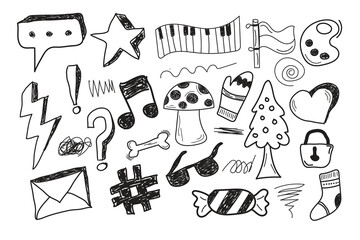 doodle hand drawn illustration set