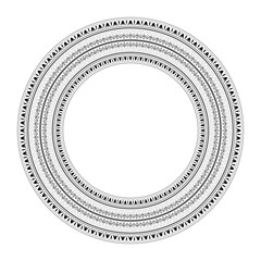 Round decorative black and white floral european national pattern plate. Ethnic circle ornament of Ancient Greece, Roman Empire. Pattern frame for invitations, textiles, engraving, embroidery