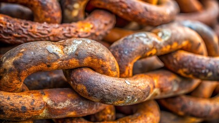 Closeup of rusty metal chain links