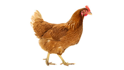 Fototapeta premium Brown hen walking gracefully isolated on transparent background