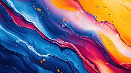 Bright splashes of paint creating an abstract, energetic design. 