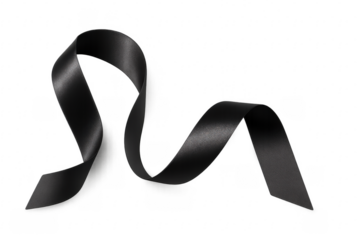 Black satin ribbon flowing with elegant mourning concept