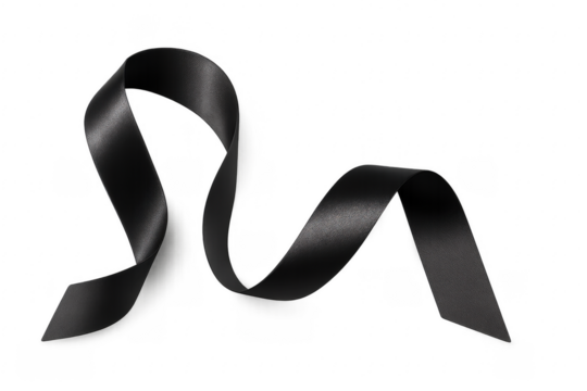 Black satin ribbon flowing with elegant mourning concept