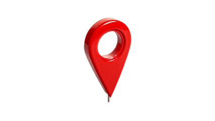 Colorful red location pin stands out  isolated on transparent background