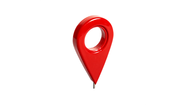 Colorful red location pin stands out  isolated on transparent background