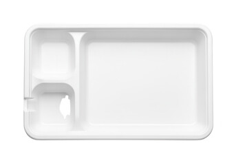 Empty White Plastic Food Tray with Compartments