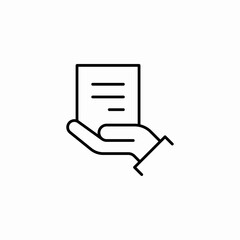 hand holding document icon sign vector