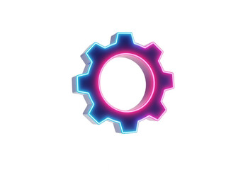 Obraz premium Neon Cogwheel Icon on White Background