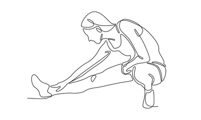 continuous line art of woman stretching vector illustration