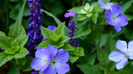 blue flowers in the garden, spring flowers in the grass, spring flowers in the garden, 