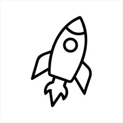Start-up rocket line art vector icon on white background 