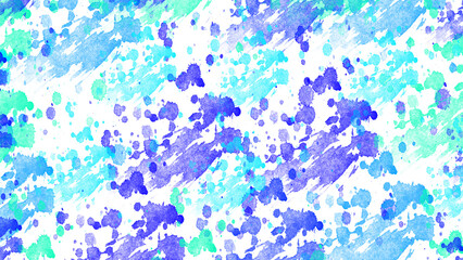Fototapeta premium Watercolor splashes. Blue purple watercolor paint splashes background PNG with transparent texture, abstract artistic ink stains pattern for web, print, textile, posters, packaging, creative design