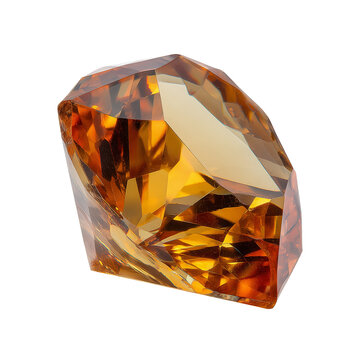 isolated cut topaz gemstone with golden color