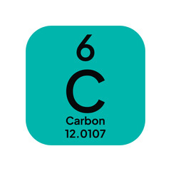 Carbon C chemical element icon. The chemical element of the periodic table. Sign with atomic number