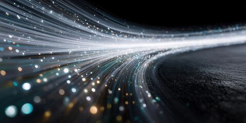 Fototapeta premium Premium Quantum Computing Visualization with Dynamic Field Lines on Modern Geometric Background for High-Tech Marketing and Scientific Presentations
