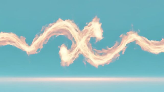 Abstract fiery wave energy light in infinity shape glowing on blue background