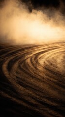 Naklejka premium Professional Monsoon Racing Tire Marks with Dense Smoke Effect on Asphalt Modern Automotive Safety Visual for Risk Awareness Marketing Campaigns