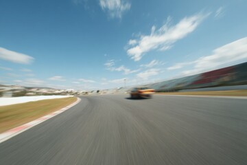 Professional High-Speed Car Racing on Curved Track Modern Motorsport Action for Ambitious Millennial Marketing and Advertising Campaigns