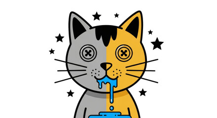 Obraz premium Bicolor celestial cat with drool