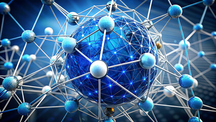 Abstract 3d blue and white sphere network connection structure
