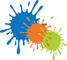 Colorful paint splash illustration, abstract splatter design, vibrant artistic blot, creative background graphic, vector drip art, isolated white backdrop