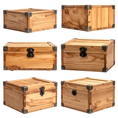 Wooden boxes, various angles