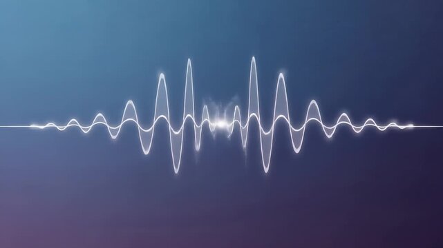 Minimal white soundwave audio waveform on gradient background