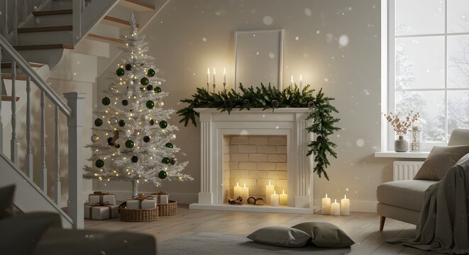 Christmas decorated interior scene - Powered by Adobe