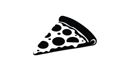 Simple Black and White Pizza Slice Illustration on a White Background