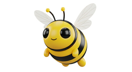 Fototapeta premium A cute cartoon bee isolated on transparent background, a charming and whimsical illustration for childrens books, educational materials, and naturethemed designs
