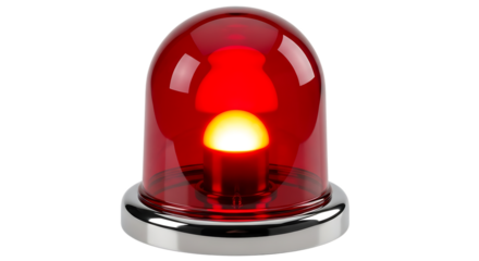 Red flashing light isolated on transparent background, a warning signal used to indicate danger, emergency, or urgent situation requiring attention