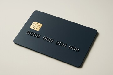 Minimalist black credit card mockup with gold chip and embossed numbers on light background for branding and finance concept presentation. Ai generative